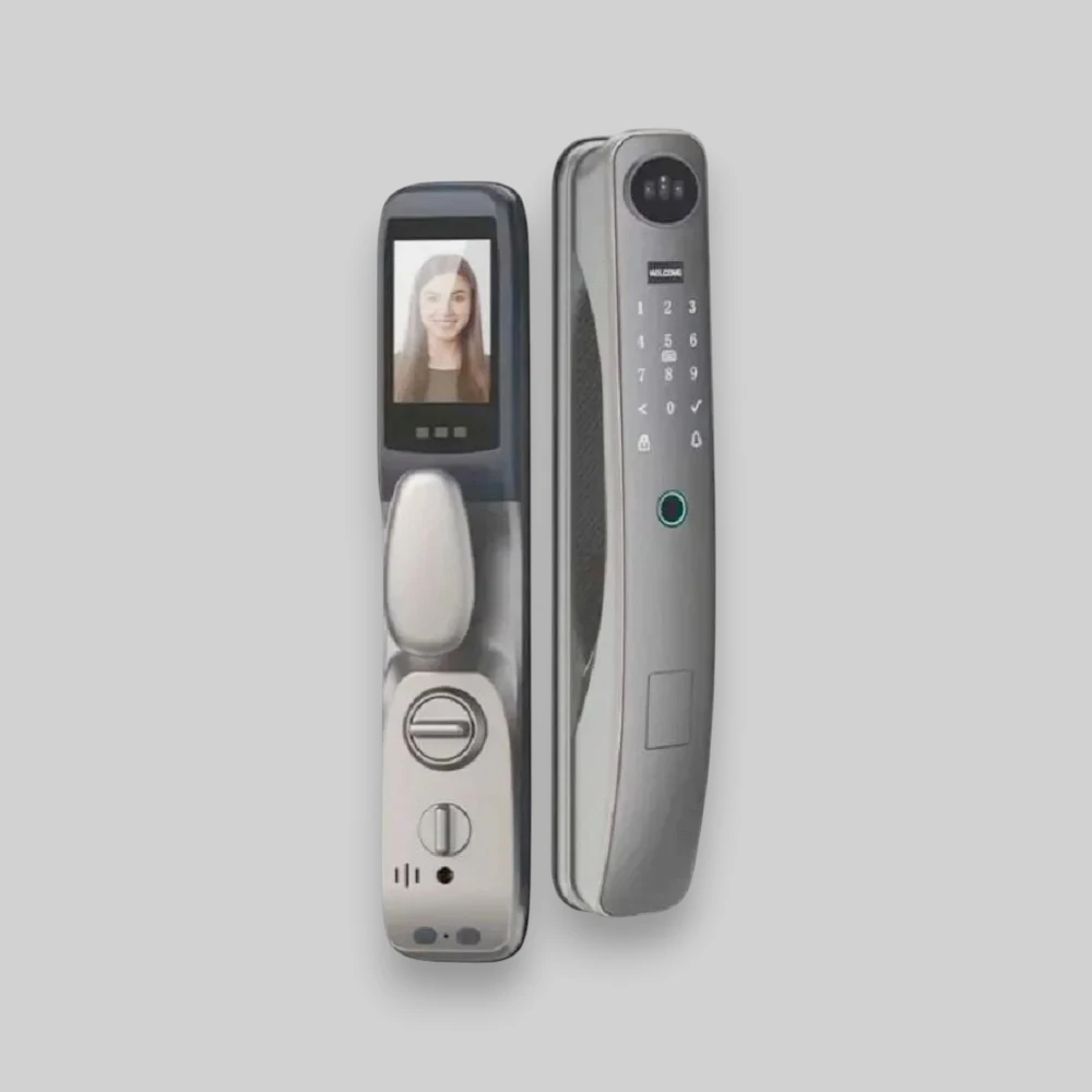 R1 Pro face recognition door lock with fingerprint scanner and touchscreen