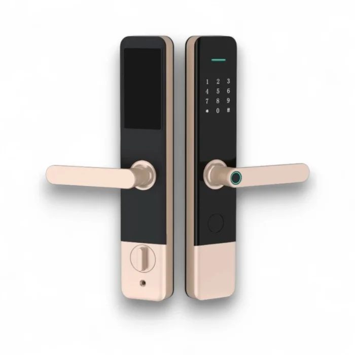 Fingerprint door lock Zeki X1 in elegant gold and black finish