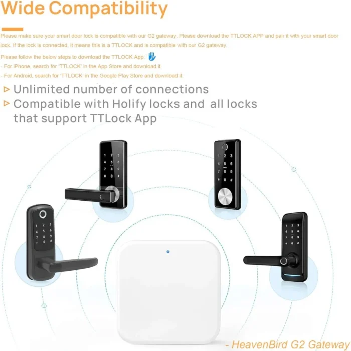 TTLock G2 Gateway compatibility with Holify and other TTLock smart locks