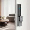 Back view of Philips DDL720-MVP-17HWS smart lock showing touchscreen panel and palm vein recognition sensor.