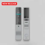 Philips DDL720-MVP-17HWS palm vein smart lock side view showing modern push-pull handle and touch panel design.