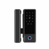 Smart lock for commercial glass door in black finish with biometric access