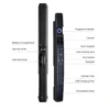 Zeki A216 biometric door lock with labeled fingerprint reader, camera, touch keypad and card sensing areas