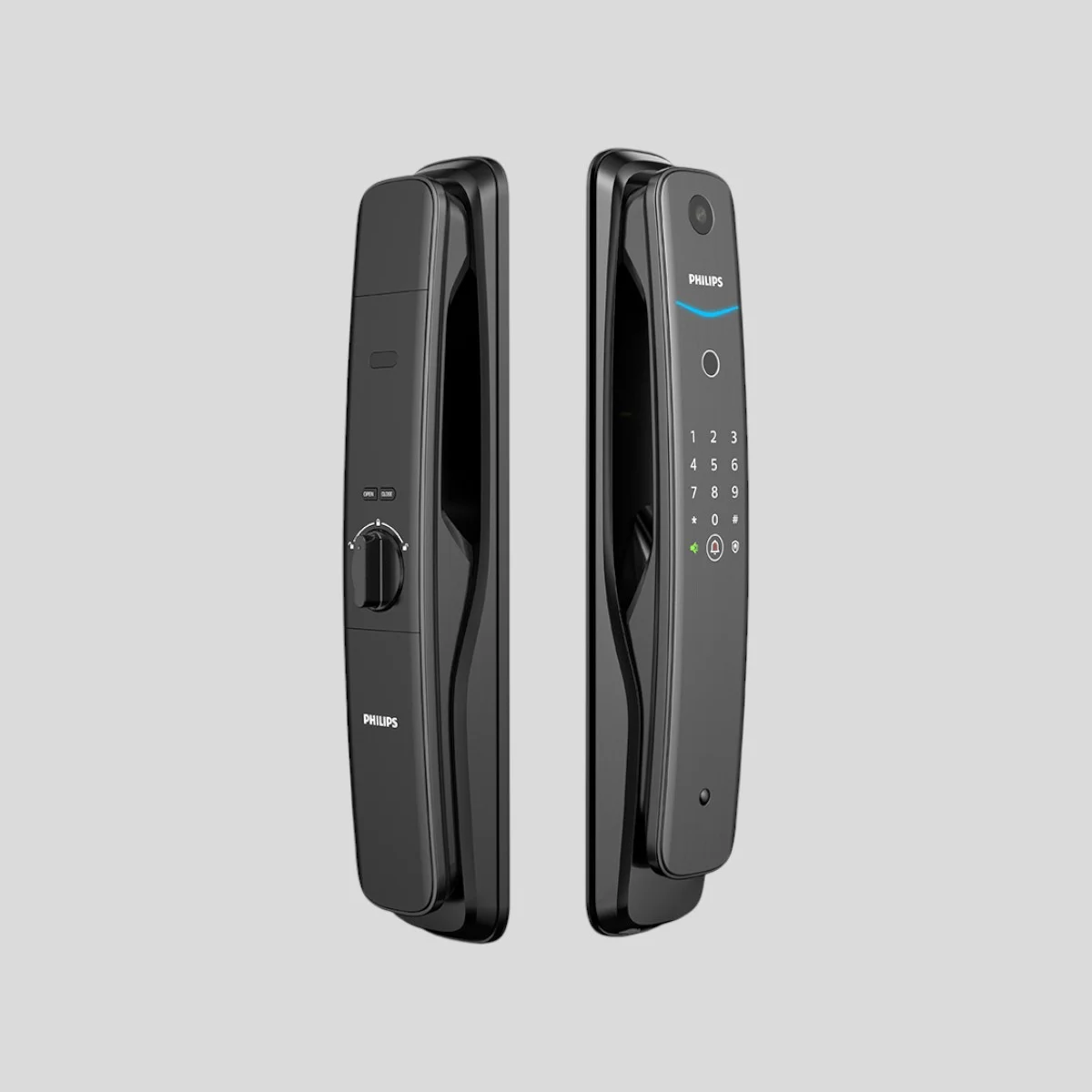 Philips DDL702-1HWS smart lock front and rear panel with fingerprint scanner and digital keypad