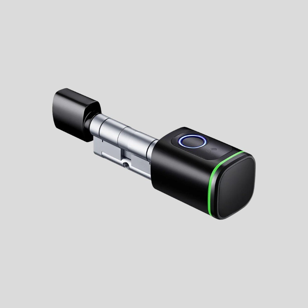 Zeki S1 Smart Lock Cylinder in black with LED fingerprint sensor