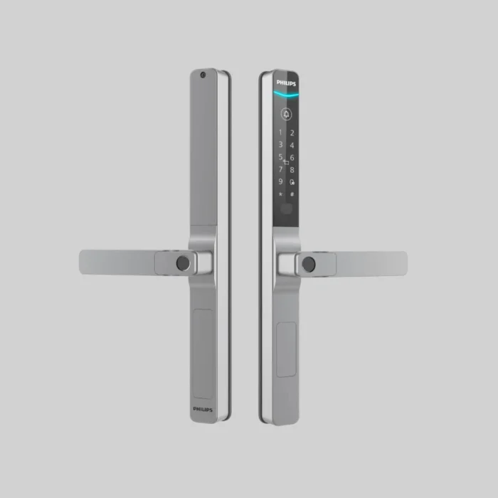 Philips 611-1HBS smart door lock front and back view – outdoor use UAE