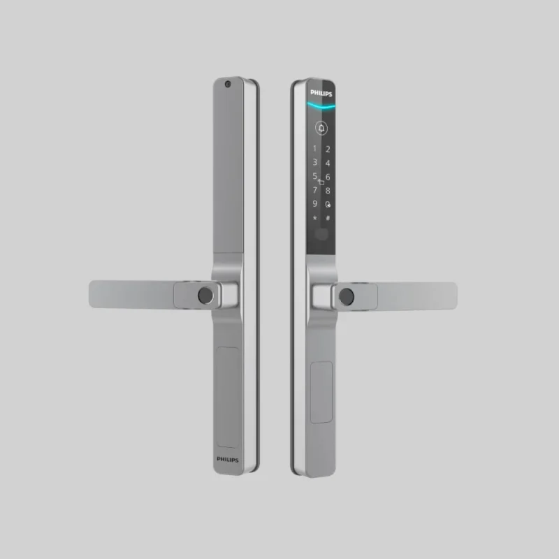 Philips 611-1HBS smart door lock front and back view – outdoor use UAE