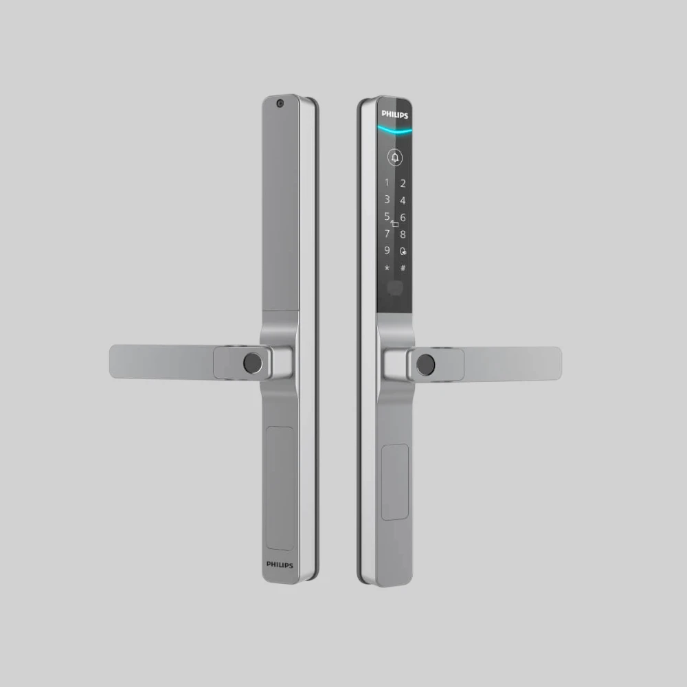 Philips 611-1HBS smart door lock front and back view – outdoor use UAE