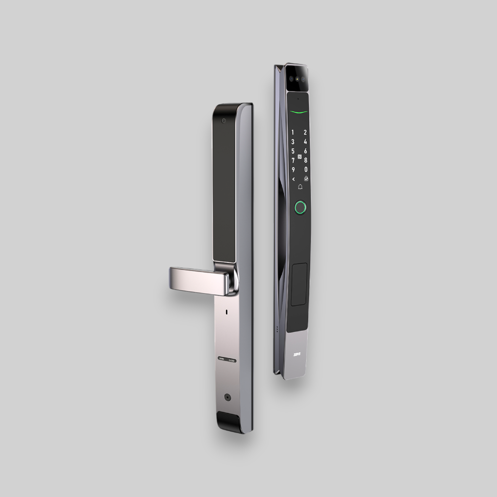 Zeki D30 3D Face Smart Door Lock front and side view with lever handle