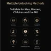 Unlock options for Zeki D30 Smart Lock: face, palm, fingerprint, password, app, card, key