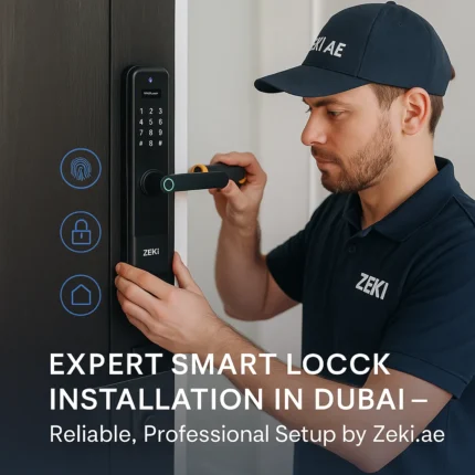 Locksmith performing smart lock installation in Downtown Dubai