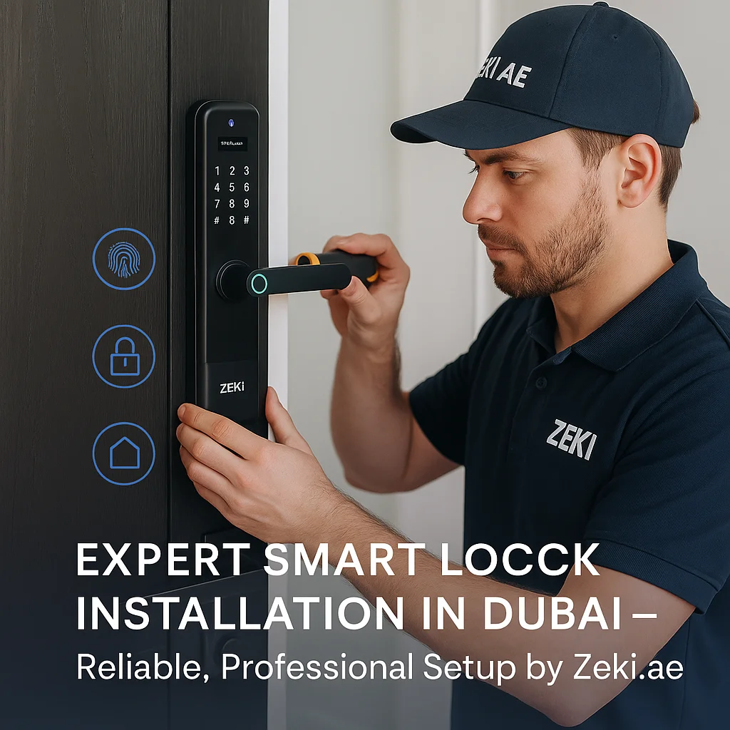 Reliable Smart Lock Installation Service Near Burj Khalifa Locksmith performing smart lock installation in Downtown Dubai