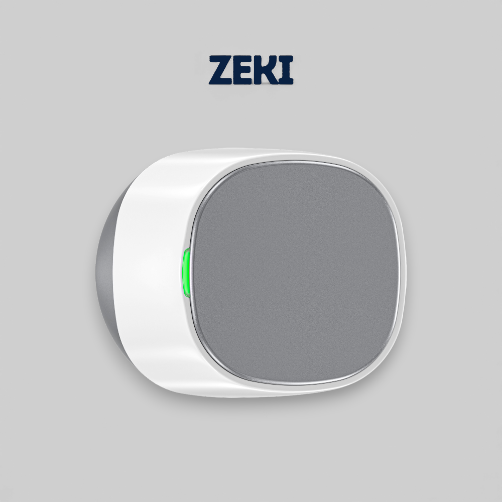 Zeki Bot DLB2 smart lock installed on door – white smart lock for door with LED indicator
