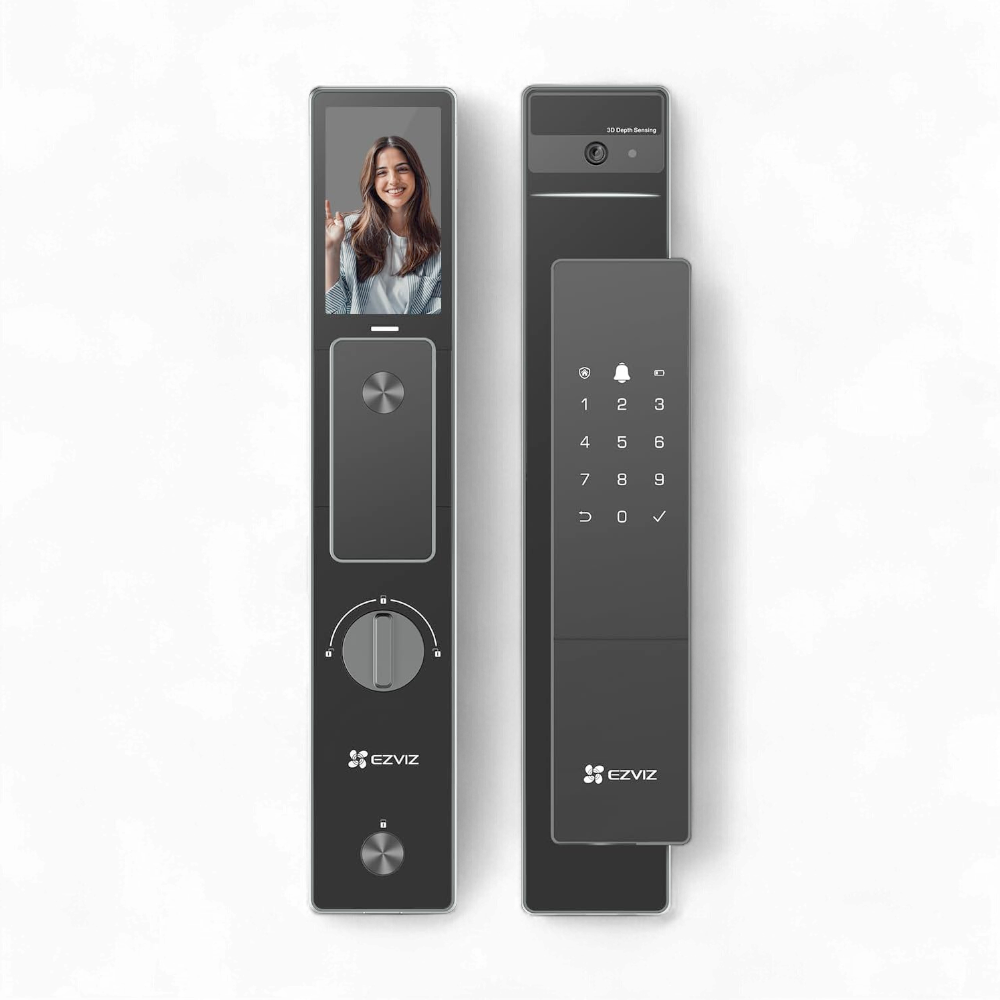 EZVIZ DL50FVS Face Recognition Smart Lock Dubai UAE EZVIZ DL50FVS face recognition smart lock front and back view for modern homes in Dubai UAE