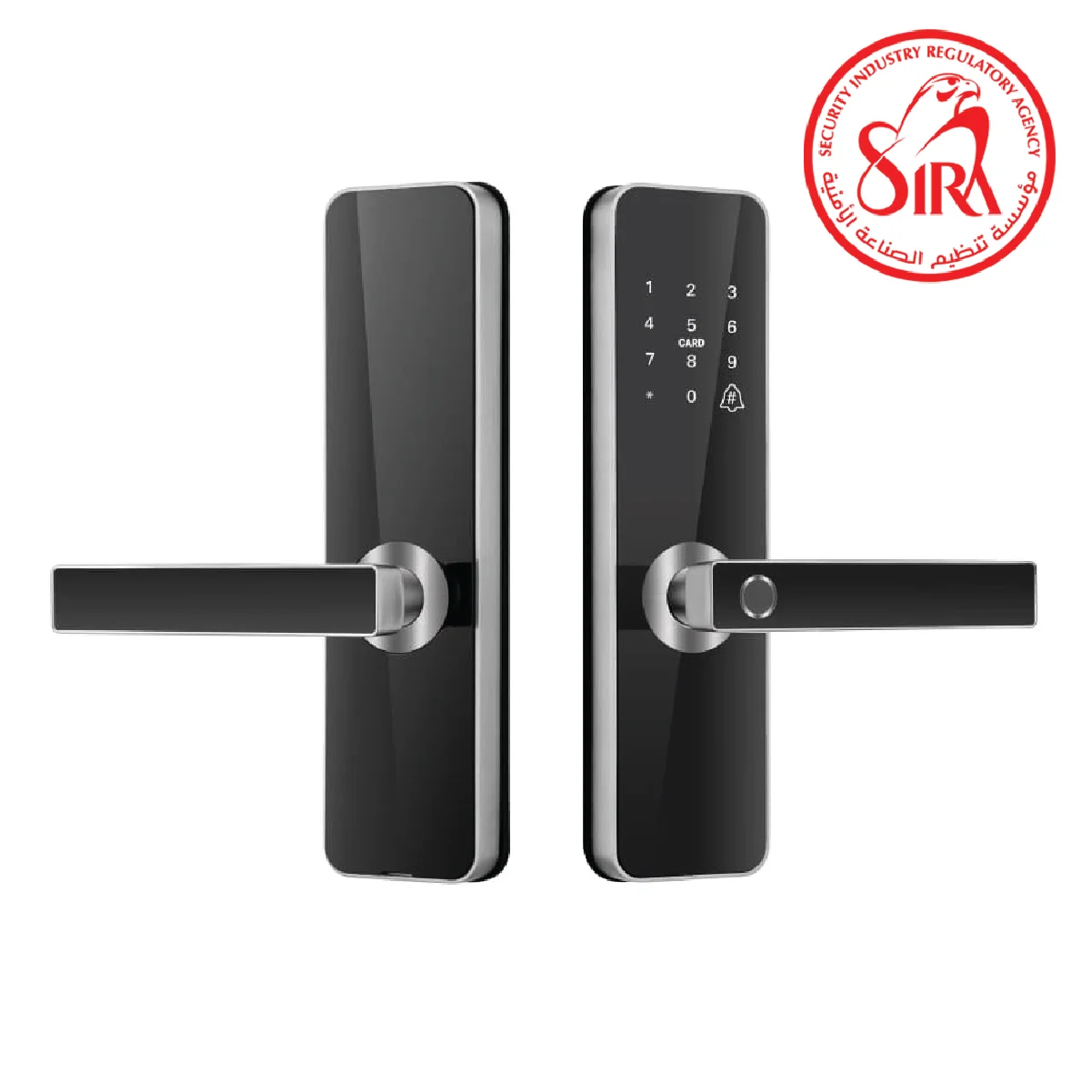 Oji Amber Waterproof Smart Lock front view with SIRA approved smart lock display